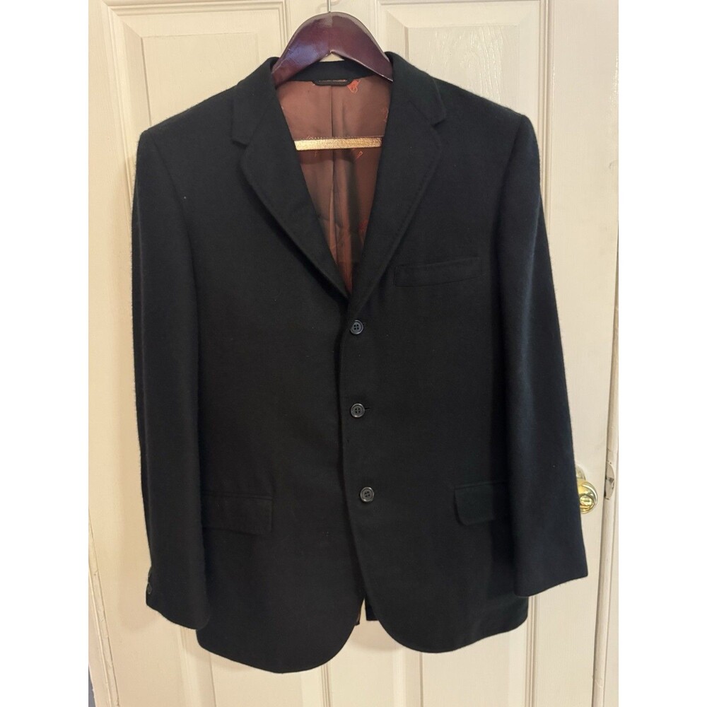 Vintage Men’s Black 100% Cashmere Blazer Size 40R